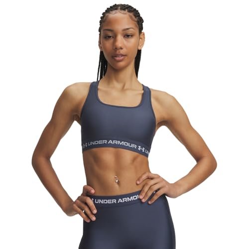 Under Armour Biustonosz Crossback Mid - Biustonosze - Topy - Downpour Gray/Blue Fog - Rozmiar: XS