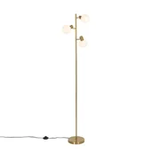 Lampy stojące - QAZQA Lampa podłogowa złota z opalowym szkłem, regulowana na 3 punkty - Anouk - miniaturka - grafika 1