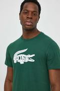 Koszulki męskie - Lacoste t-shirt męski kolor zielony z nadrukiem - miniaturka - grafika 1
