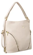 Torebki damskie - Torba damska ze skóry ekologicznej beżowa torebka do ręki lub na ramię pojemna shopper bag mieścia4 ROVICKY - miniaturka - grafika 1