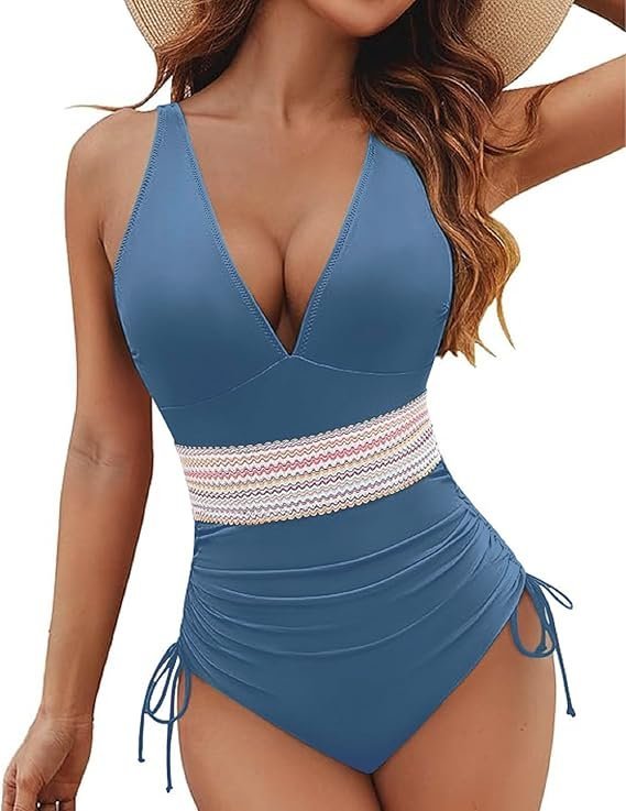 Damski Kostium Jednoczęściowy Modelujący Brzuch Push up Niebieski M