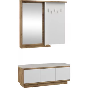Zestaw Mebli do Przedpokoju 9 Hybrid MebloCross Sonoma Jasna / Biały Połysk, Eco Brąz - Meble do przedpokoju - miniaturka - grafika 1