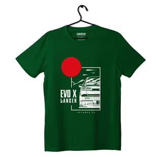T-shirt koszulka Mitsubishi Lancer Evo X zielona-XL - Odzież do sportów motorowych - miniaturka - grafika 1