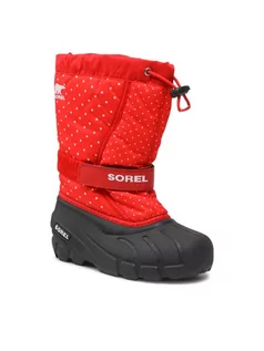 Buty dla dziewczynek - Sorel Śniegowce Youth Flurry™ Print NY3503-646 Czerwony - grafika 1
