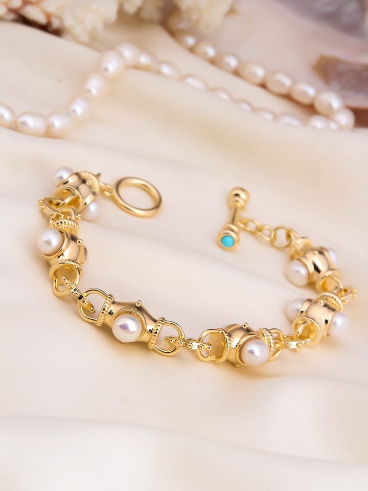 L'Atelier de Gaia Pozłacana bransoletka z perłami