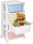 Pojemniki na zabawki - Regał na zabawki z 4 szufladami, pojemnik na kółkach, mobilny orgaznizer pastelowy UNIWERSALNY - miniaturka - grafika 1