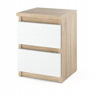 Szafki nocne - Szafka Nocna Dąb Sonoma Biała z 2 Szufladami 30 CM Stolik Nocny Nakastlik - miniaturka - grafika 1
