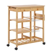 Wózki na żywność - Bambusowy wózek kuchenny 2 szuflady jasne drewno MORINO - miniaturka - grafika 1