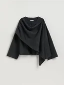 Swetry damskie - Reserved - Sweter z peleryną - ciemnoszary - miniaturka - grafika 1