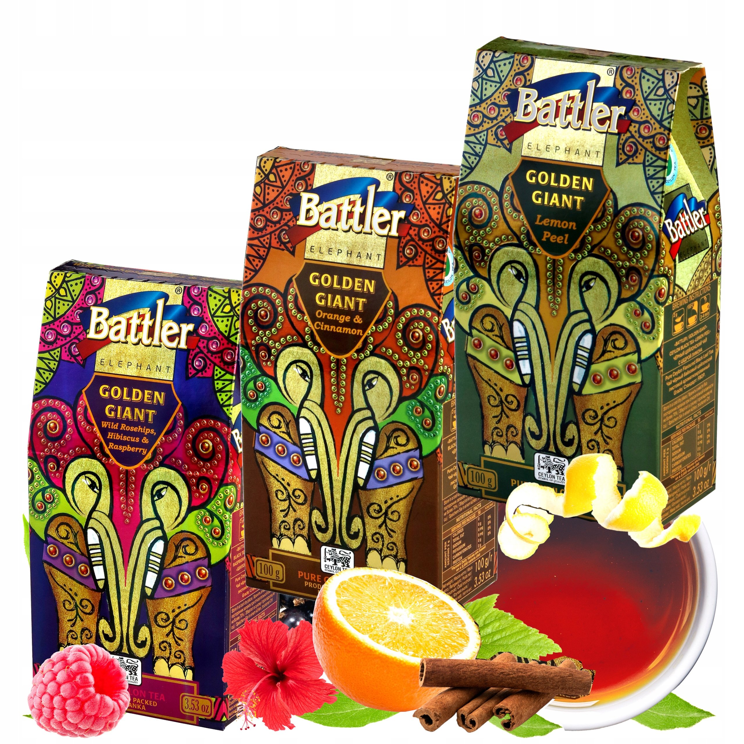 Zestaw Zimowy 3X Herbata Czarna Liściasta Battler Golden Giant MIX 100 G