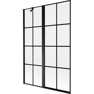 Parawany nawannowe - Mexen Mist parawan nawannowy 2-skrzydłowy lewy 120 x 150 cm, czarna kratka, czarny - 8A9-120-011-70-77-L - miniaturka - grafika 1