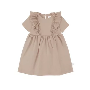 Sukienka ze skrzydełkami beżowa, krótki rękaw 68 - Sukienki - miniaturka - grafika 1