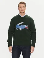 Swetry męskie - Lacoste Sweter AH3145 Zielony Classic Fit - miniaturka - grafika 1