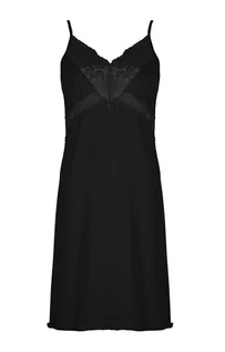 Piżamy damskie - Etna 12010 czarna koszula nocna na wąskich ramiączkach z koronką, Kolor czarny, Rozmiar XL, Mediolano - Primodo.com - grafika 1
