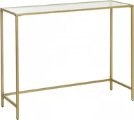Konsole i sekretarzyki - Konsola metalowa złota 100 cm GLAMOUR szklany blat - miniaturka - grafika 1