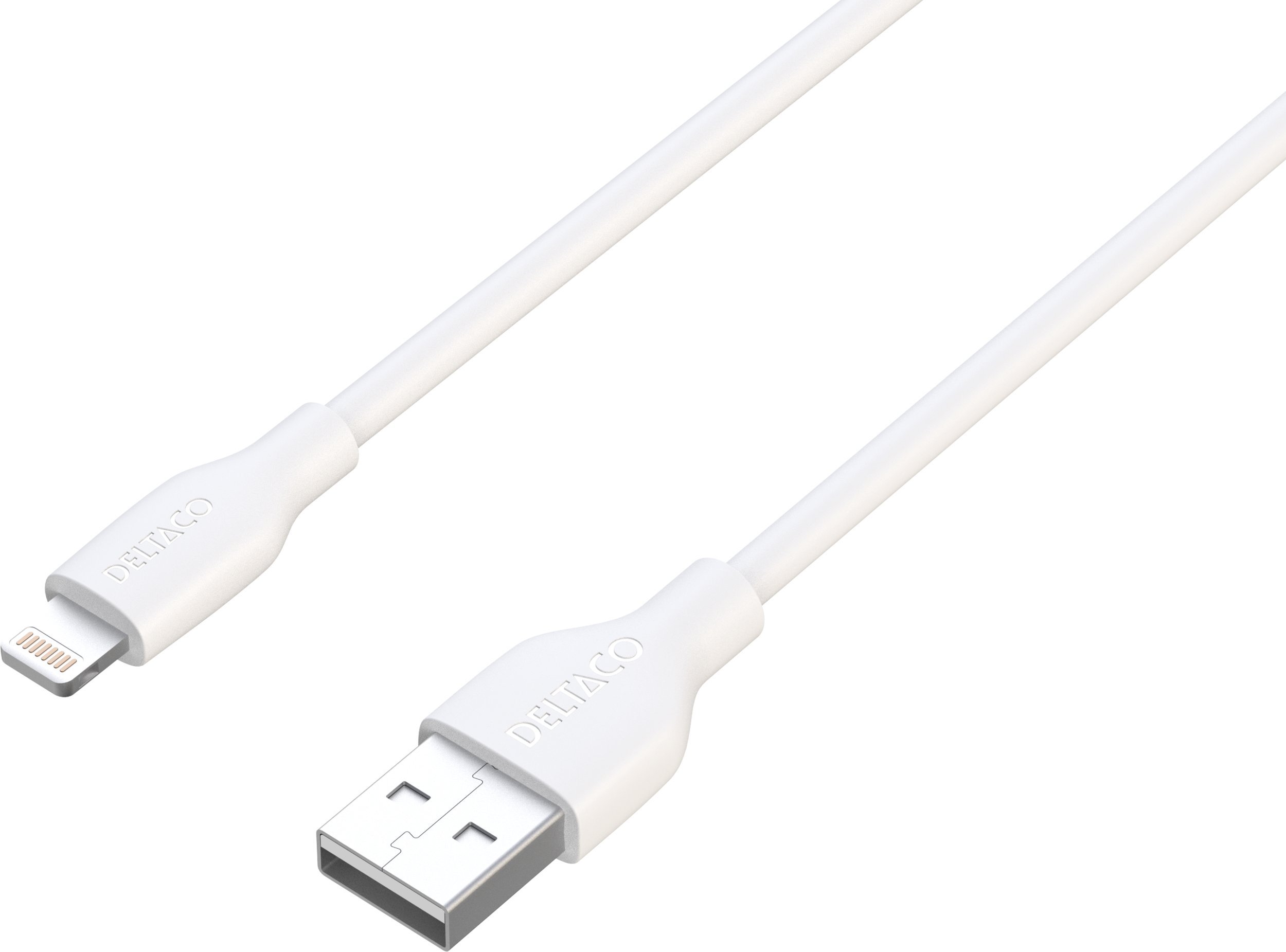 Deltaco USB-A - Lightning kabel , 2m, biały / / 1903214 IPLH-402-1