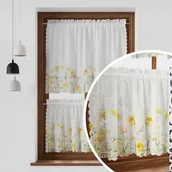 Firany - Zazdrostka woalowa gotowa z nadrukiem, Wiosenna polana kolor biało-żółty, rozmiar: 100x60 cm - miniaturka - grafika 1