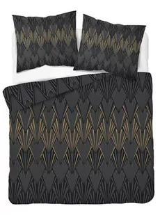 Pościel satynowa 220x200 czarna złota geometria 4626 B Home Satin 131 - Pościel - miniaturka - grafika 1