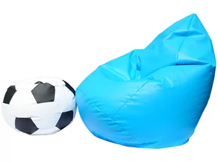 Pufa sako XXXL worek niebieska + gratis piłka biało-czarna - Pufy i podnóżki - miniaturka - grafika 1