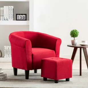 vidaXL Fotel, kolor czerwonego wina, 70x56x66 cm, tkanina - Fotele - miniaturka - grafika 1