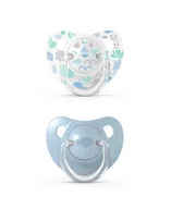 Smoczki uspokajające - Suavinex Smoczek anatomiczny silikonowy niebieski Memories 2szt 0-6m 0073134 - miniaturka - grafika 1
