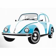 Naklejki na ścianę - Naklejka ścienna Beetle Blue 135x81 cm BRISA VW kolorowa kod: BR-BEWT01 - miniaturka - grafika 1