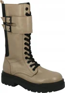 Kozaki damskie - TOM TAILOR BEŻOWE KLASYCZNE KOZAKI Z KLAMRAMI I CIENIEM 39 J8A - miniaturka - grafika 1