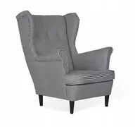 Fotele - Fotel Uszak skandynawski pepitka czarno biała - miniaturka - grafika 1