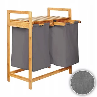Kosz na Pranie Bambusowy AD.CON 74x63.5x33cm Ciemnoszary - Kosze na bieliznę - miniaturka - grafika 1