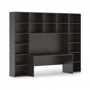 B2B Partner Biblioteka z wbudowanym biurkiem, wysoka, 2950x700/400x2300 mm, wenge 610814 - Regały biurowe - miniaturka - grafika 1