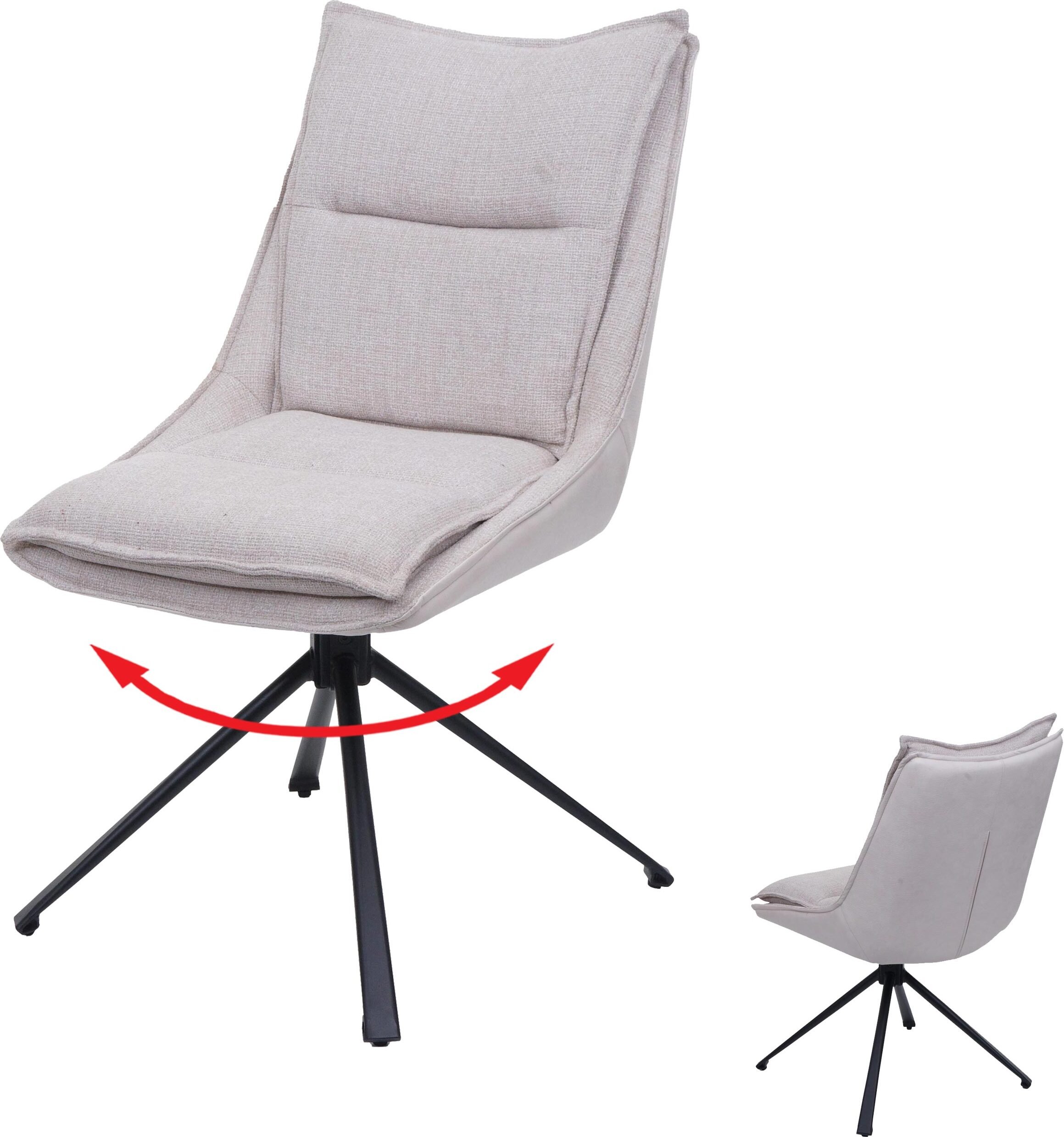 Krzesło do jadalni HWC-N71, krzesło kuchenne, obrotowe z automatycznym powrotem, tkanina/tekstylia (420g/m²) Oeko-Tex ~ kremowo-beżowy