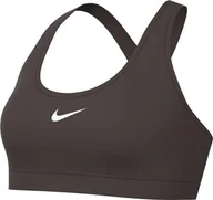 Biustonosze - Nike Damski biustonosz W Nk Swsh LGT SPT, barokowy brązowy/biały, DX6817-237, L - miniaturka - grafika 1
