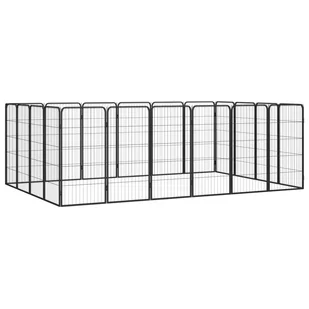 vidaXL Kojec dla psa, 20 paneli, czarny, 50x100 cm, stal - Sprzęt podróżny i transportery dla psów - miniaturka - grafika 1