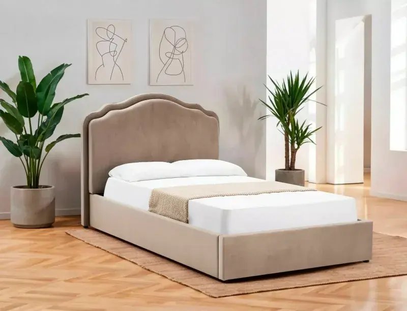 Malys Group Łóżko tapicerowane 140x200 FLORENCJA VELVET ciemny beż