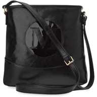 Torebki damskie - Torebka Czarna Duża Listonoszka Monnari Z Długim Skórzanym Paskiem Pojemna - miniaturka - grafika 1