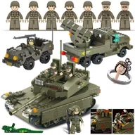 Klocki - Klocki Czołg MERKAVA + WYRZUTNIA Rakiet + JEEP Wojskowy + Siedem FIGUREK - miniaturka - grafika 1