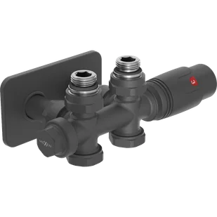 Mexen G00 zestaw termostatyczny kątowy/prosty z maskownicą S, Duplex, DN50, antracyt - W908-900-910-66 - Zawory i kraniki - miniaturka - grafika 1