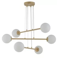 Lampy sufitowe - Sigma nowoczesny złoty żyrandol do salonu 33370 BALANS 6 lampa wisząca klosze białe kule do sypialni 33370 - miniaturka - grafika 1