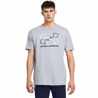 Koszulki sportowe męskie - Męski t-shirt z nadrukiem Under Armour UA Foundation Short Sleeve - szary - UNDER ARMOUR - miniaturka - grafika 1