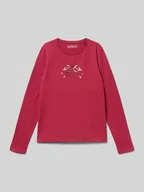 Koszulki dla dziewczynek - Bluzka z długim rękawem i nadrukiem z logo - miniaturka - grafika 1