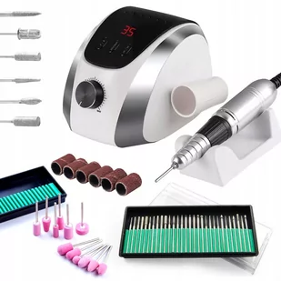 Frezarka do manicure i pedicure M13 68W srebrna + 12x frez kamienny + 30x frez diamentowy - Frezarki do paznokci - miniaturka - grafika 1