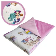 Koce i narzuty dla dzieci - Kocyk Dziecięcy 75x100 Letni Syrenki/Róż Bawełna/Velvet Polski Producent - miniaturka - grafika 1