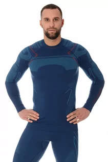 Koszulki sportowe męskie - Męski longsleeve termoaktywny BRUBECK Thermo - niebieski - grafika 1