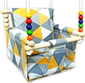 Leżaczki i huśtawki - Żółto-szara huśtawka dziecięca drewniana C0-A27 - miniaturka - grafika 1