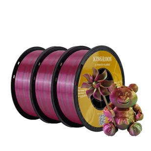 filament do drukarek 3D, trójkolorowy materiał jedwabny, szpula bez pęcherzyków powietrza, miedziano-zielono-czerwony - Filamenty i akcesoria do drukarek 3D - miniaturka - grafika 1