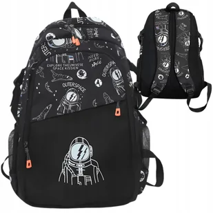 Plecak Szkolny Młodzieżowy Czarny Astronauta - Plecaki szkolne i tornistry - miniaturka - grafika 1