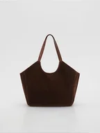 Torebki damskie - Reserved - Torebka shopper z imitacji zamszu - brązowy - miniaturka - grafika 1