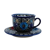 Filiżanki - Ceramiczna filiżanka i spodek Ceramika Bolesławiec - miniaturka - grafika 1