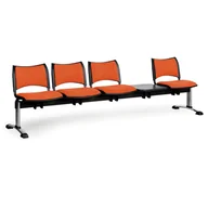 Inne meble biurowe - Ławka do poczekalni tapicerowana SMART, 4 siedzenia + stołek, pomarańczowy, chromowane nogi - miniaturka - grafika 1