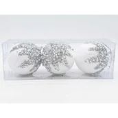 Bombki - Bombki styropianowe 8 cm biało-srebrne 3 szt. - miniaturka - grafika 1